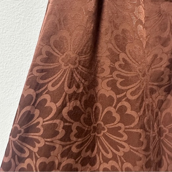 ODILLE Anthropologie NWT Brown Floral Jacquard Tie Front A-Line Dress Size 2 - Picture 15 of 16